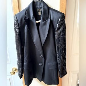 Vintage Express Black Blazer with Sequin Sleeves